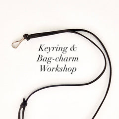 Keyring with text reading keyring and bag charm workshop