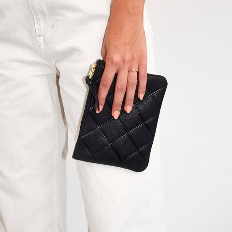MIDDLE POUCH | BLACK RHOMBOID