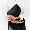 This is early, moon clutch, black, eco leather, made in germany, ykk zipper