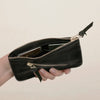 2 zip wallet, black, eco nappa, removable extra compartment, made in germany