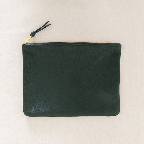 Big Pouch, douglas fir green, eco nappa, make up bag, clean evening bag, made in germany