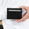 CARD CASE,  HANDMADE STRIPE EMBOSSINGTHIS IS EARLY, CARD HOLDER, MADE IN GERMANY, ECO LEATHER, OLIVE TANNED LEATHER, BLACK 