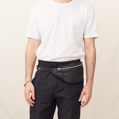 classic hipbag, black, eco olive tanned leather, made in germany, hip bag, fanny pack, bum bag