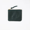 mini pouch, douglas fir green, eco edition, handmade stripe embossing, eco nappa, early