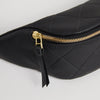slim hipbag, black, eco nappa, rhomboid embossing,  compartment for keys or phone, 6 eyelet belt, made in germany